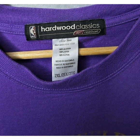 Los Angeles Lakers Reebok Hardwood Classics NBA T-Shirt, Sz 2XL, Purple - Picture 8 of 9